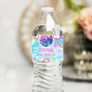 Tie Dye Invitation, Dance Birthday Party, Water Bottle Label Wraps Tie Dye Dance Glow Invitation