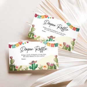 Fiesta Invitation, Diaper Raffle Ticket Cactus Fiesta Baby Shower Diaper Game Succulent Diaper Invitation