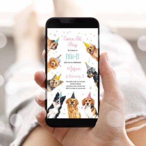 Dog Invitation, Dog Birthday Party, Evite Puppy Birthday Invitation Girl Pink Doggy Shelter Invitation