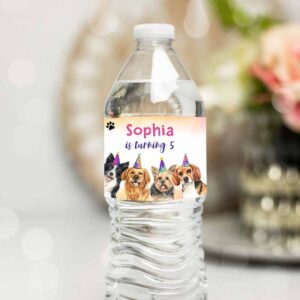 Dog Invitation, Dog Water Bottle Label Dog Birthday, Puppy Party, Doggy Pet Vet Invitation