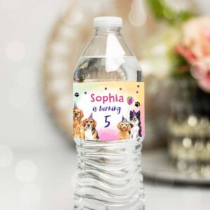 Dog Invitation, Dog Water Bottle Labels, Dog Birthday, Puppy Party, Doggy Pet Vet Invitation