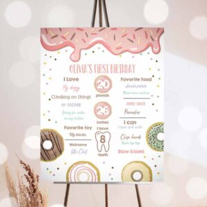 Donut Invitation, Donut Birthday, Milestone Sign Doughnut Chalkboard Sweet Birthday, First Birthday, Birthday 1st Birthday Invitation