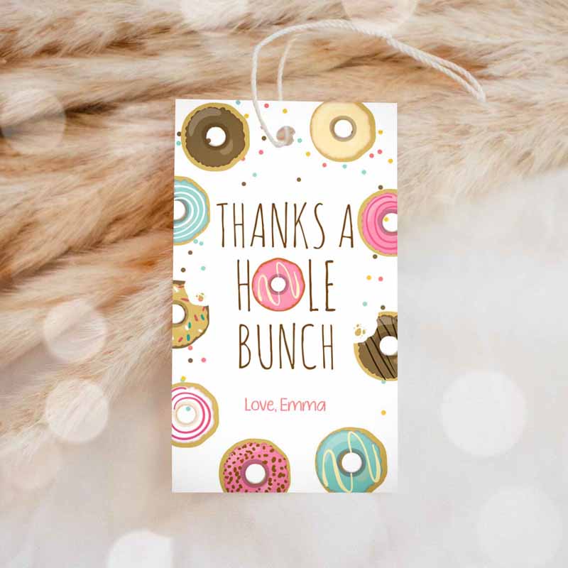 1 editable donut favor tags tags donut birthday donut thank you tags a hole bunch birthday girl pink donut tags template printable corjl 0050 1
