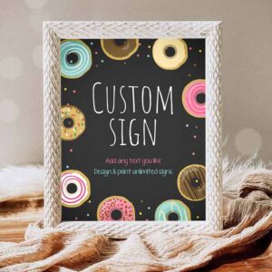Tea Party Invitation, Donut Sign Birthday, Bridal Shower Baby Shower Wedding Pink Girl Teal Invitation