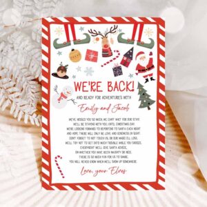 Christmas Invitation, Elf Arrival Christmas Letter Return Letter Christmas Elf We're Back Elf Invitation