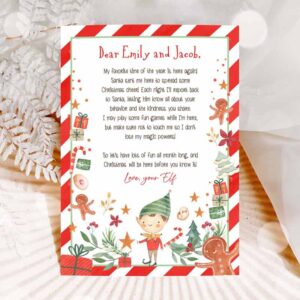 Christmas Invitation, Elf Arrival Letter Return Letter Christmas Elf I'm Back Elf Welcome Invitation