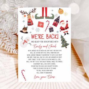 Christmas Invitation, Elf Arrival Letter Return Letter Christmas Elf We're Back Elf Welcome Invitation