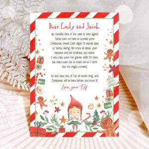 Christmas Invitation, Elf Arrival Letter Return Letter Christmas Party I'm Back Elf Invitation