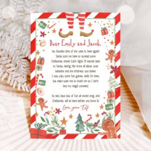 Christmas Invitation, Elf Arrival Letter Return Letter Christmas Party, Letter Elf I'm Back Invitation