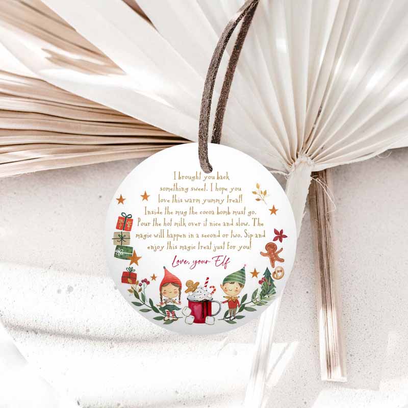 1 Editable Elf Hot Chocolate Bomb Party Tag Bomb Instructions Cocoa Favor Tags Elf Party Christmas Elves Visit Elf Birthday Digital PRINTABLE 0358