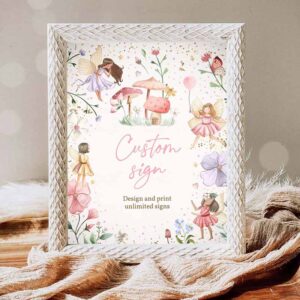 Fairy Invitation, Fully Custom Sign Enchanted Whimsical Magical Floral Fairy Princess Party Decor Invitation