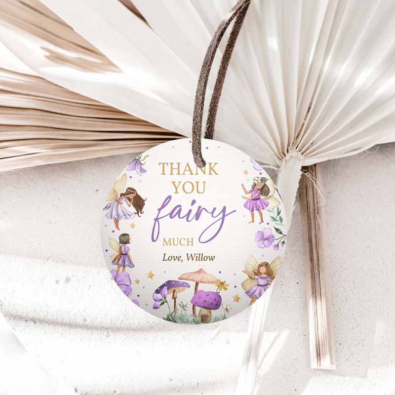 1 editable fairy birthday party invite favor tags enchanted magical floral fairy princess party gift tag sticker topper label instant download sf 1