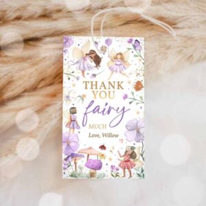 Fairy Invitation, Invite Luggage Favor Tag, Enchanted Magical Floral Fairy Princess Birthday Party, Favor Tag Invitation