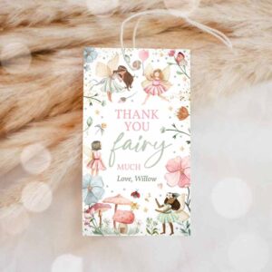 Fairy Invitation, Luggage Favor Tag, Enchanted Magical Floral Fairy Princess Birthday Party, Favor Tag Invitation