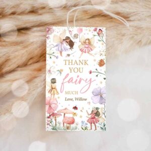Fairy Invitation, Luggage Favor Tag, Enchanted Magical Floral Fairy Princess Birthday Party, Favor Tag Invitation
