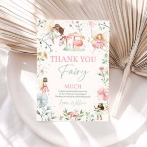 Fairy Invitation, Thank You Card Enchanted Magical Floral Fairy Princess Birthday Party, Thank You Card Invitation