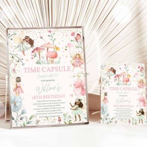 Fairy Invitation, Time Capsule Note Card Enchanted Magical Floral Fairy Princess Birthday Party Invitation