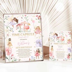 Fairy Invitation, Time Capsule Note Card Enchanted Magical Floral Fairy Princess Birthday Invitation