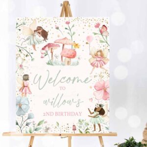Fairy Invitation, Welcome Sign Whimsical Enchanted Magical Floral Fairy Princess Birthday Party Decorations Invitation
