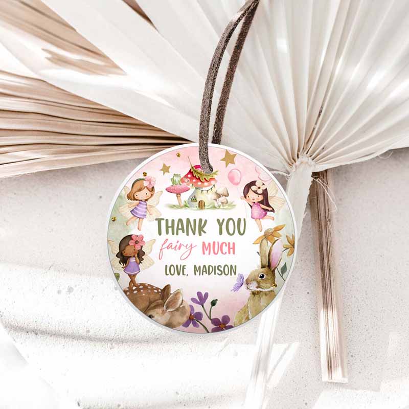 1 editable fairy favor tags enchanted forest birthday thank you tags label girl fairy garden stickers download template printable corjl 0438 1