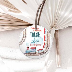 Train Invitation, Stickers Chugga Chugga Thank Choo Tags Chugga Chugga Two Two Red Blue Boy Round Tag Train Invitation
