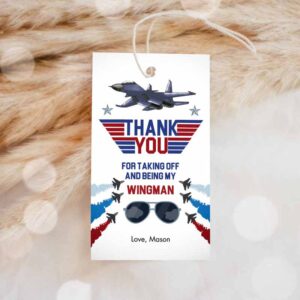Fighter Pilot Favor Tags, Birthday, Thank You Tag Fighter Jet Pilot Invitation