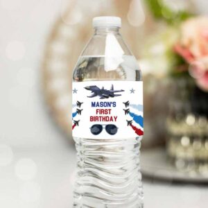 Airplane Invitation, Fighter Pilot Water Bottle Labels, Jet Fuel Labels Boy Birthday, Airplane Invitation