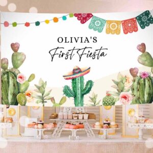 Fiesta Invitation, First Birthday, Fiesta Birthday, Backdrop Banner Mexican Cactus Succulent Desert Floral Girl Invitation