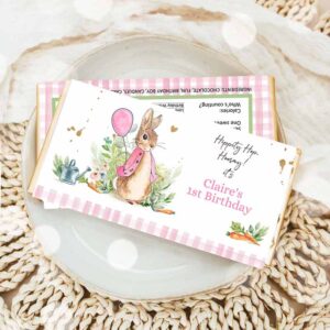 Bunny Invitation, Flopsy Bunny Chocolate Bar Labels Candy Bar Wrapper Peter Rabbit Birthday Invitation