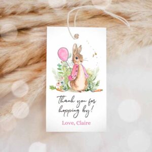 Bunny Invitation, Flopsy Bunny Favor Tag, Tags Bunny Thank you Tags Girl Birthday Invitation