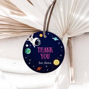 Outer Space Invitation, Girl Space Astronaut Favor Tag, Thank You Tag Birthday Party, Outer Invitation