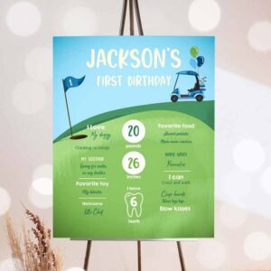 Golf Invitation, Golf Birthday, Milestone Sign Hole in One Golf First Birthday, Birthday Boy Invitation