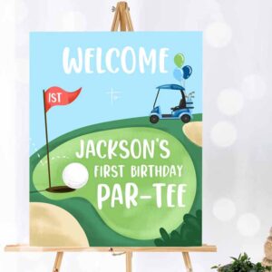 Golf Invitation, Golf Birthday, Welcome Sign 1st Birthday, Birthday Boy Hole in One Party Invitation