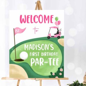 Golf Invitation, Golf Birthday, Welcome Sign 1st Birthday, Birthday Girl Hole in One Party Invitation