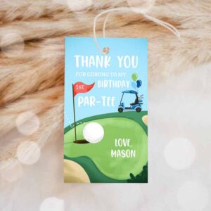 Golf Invitation, Golf Favor Tags, Golf Thank You Par-tee Tags Golfing Boy Birthday Invitation
