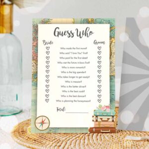Bridal Shower Invitation, Guess Who Bridal Shower Game Travel Bride Groom Said Wedding Shower Invitation
