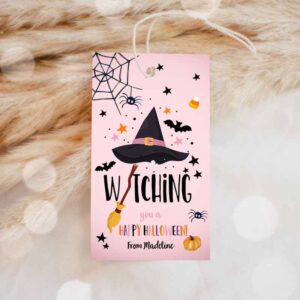 Halloween Invitation, Halloween Favor Tag, Witching You a Happy Halloween Trick Or Treat Invitation