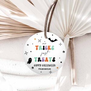 Halloween Invitation, Halloween Gift Tag, No Tricks Just Treats Halloween Treat Tag Trick Invitation