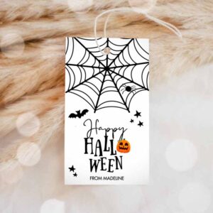 Halloween Invitation, Happy Halloween Gift Tag, Trick Or Treat Favor Tags, Spiderweb Treat Invitation