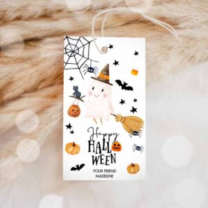 Halloween Invitation, Happy Halloween Gift Tags, Trick Or Treat Favor Tags, Ghost Treat Invitation