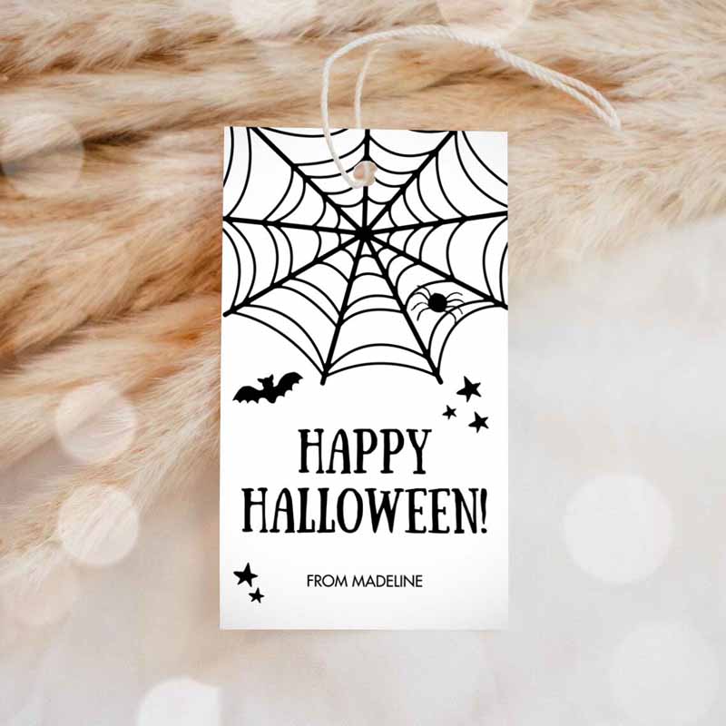 1 editable happy halloween gift tags trick or treat favor tags spiderweb treat bag spooky personalized download printable corjl 0261 0009 1