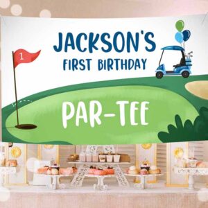 Golf Invitation, Hole in One Backdrop Banner Golf Birthday, Boy First Birthday, Birthday Par-tee Invitation