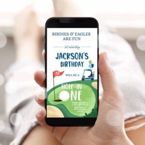 Golf Invitation, Hole in One Birthday, Evite Golf First Birthday, Birthday Par-tee Golf Invitation