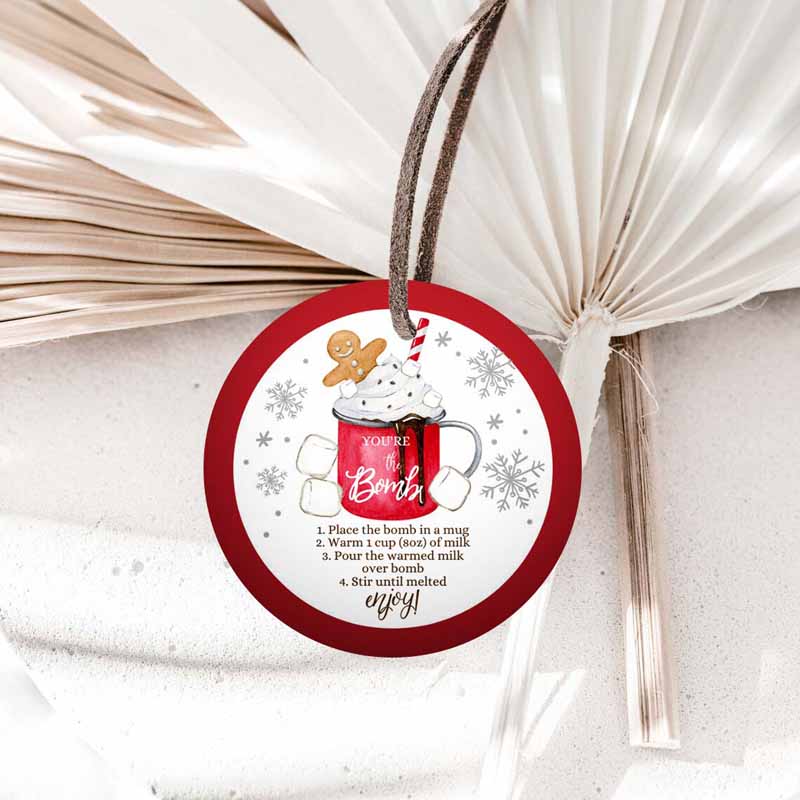 1 Editable Hot Chocolate Bomb Tags Bomb Instructions Cookies and Cocoa Favor Tags Winter Christmas Youre The Bomb Digital PRINTABLE 0358