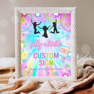 Tie Dye Invitation, Jump Birthday Party, Custom Sign Tie Dye Jump Birthday Party Invitation