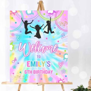 Tie Dye Invitation, Jump Birthday Party, Welcome Sign Tie Dye Jump Birthday Party Invitation