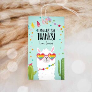 Llama Invitation, Llama Favor Tags, Whole Llama Fun Thank You Tags Blue Llama Invitation