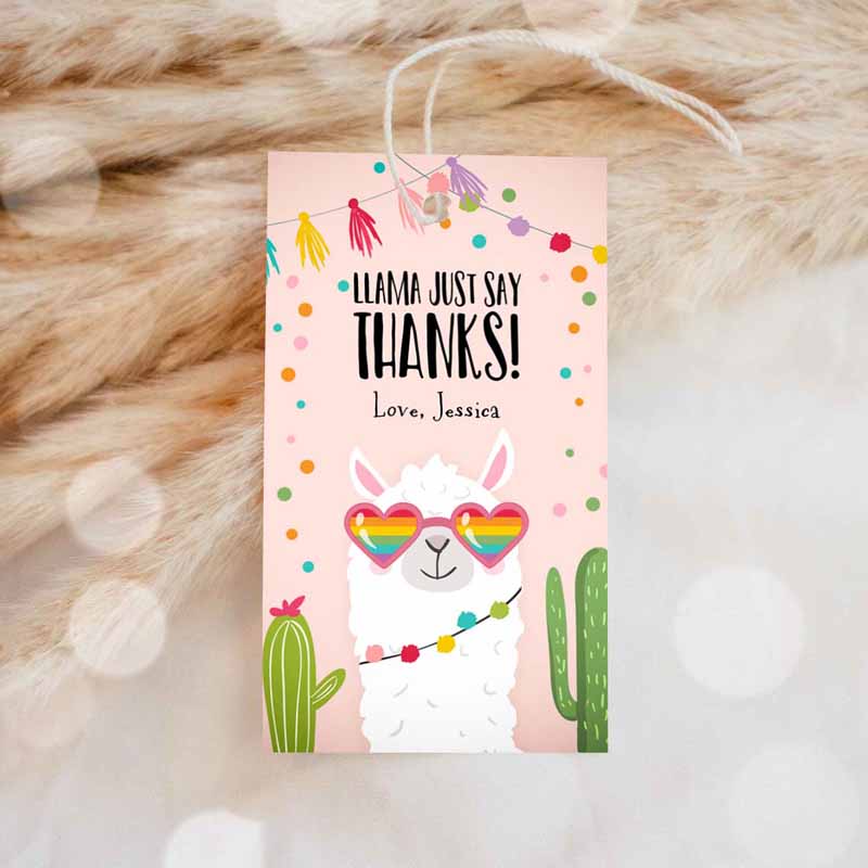 1 editable llama favor tags whole llama fun thank you tags pink llama birthday fiesta mexican cactus gift tag alpaca digital corjl template 0079 1