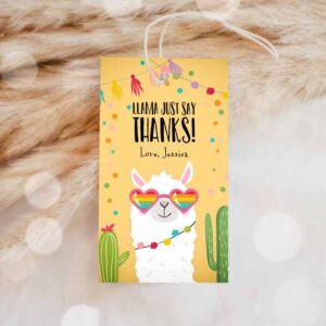 Llama Invitation, Llama Favor Tags, Whole Llama Fun Thank You Tags Yellow Llama Invitation