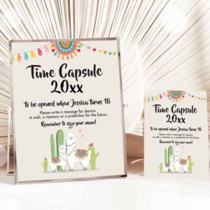 Fiesta Invitation, Llama Time Capsule Birthday, Fiesta Llama Baby Shower Guestbook Invitation